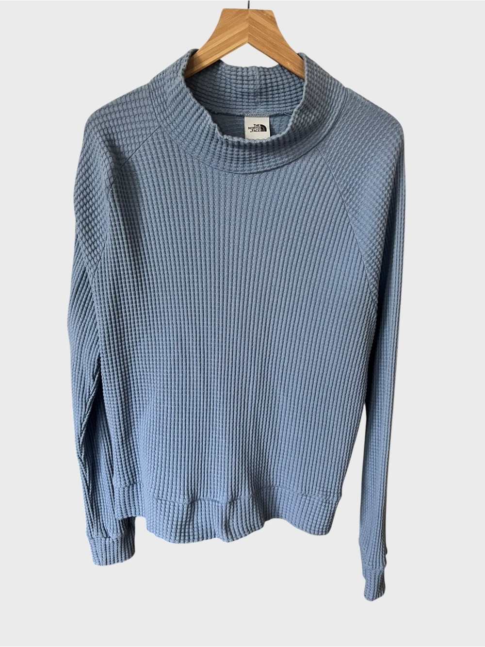 The North Face Women's Light Blue Waffle Mock Neck Sweater
